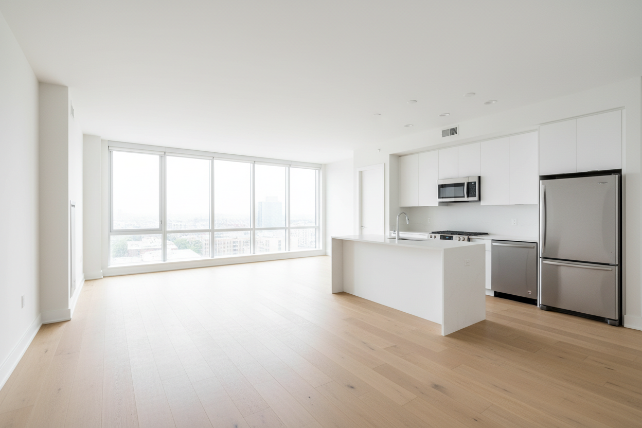 Empty Open Floor Plan Apartment
